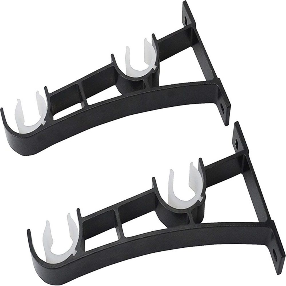 Set of 4 Curtain Rod Bracket, Double Curtain Rod Holders Heavy Duty Curtain Rod Hooks for Wall Black Drapery Rod Brackets for 1 Inch Rods