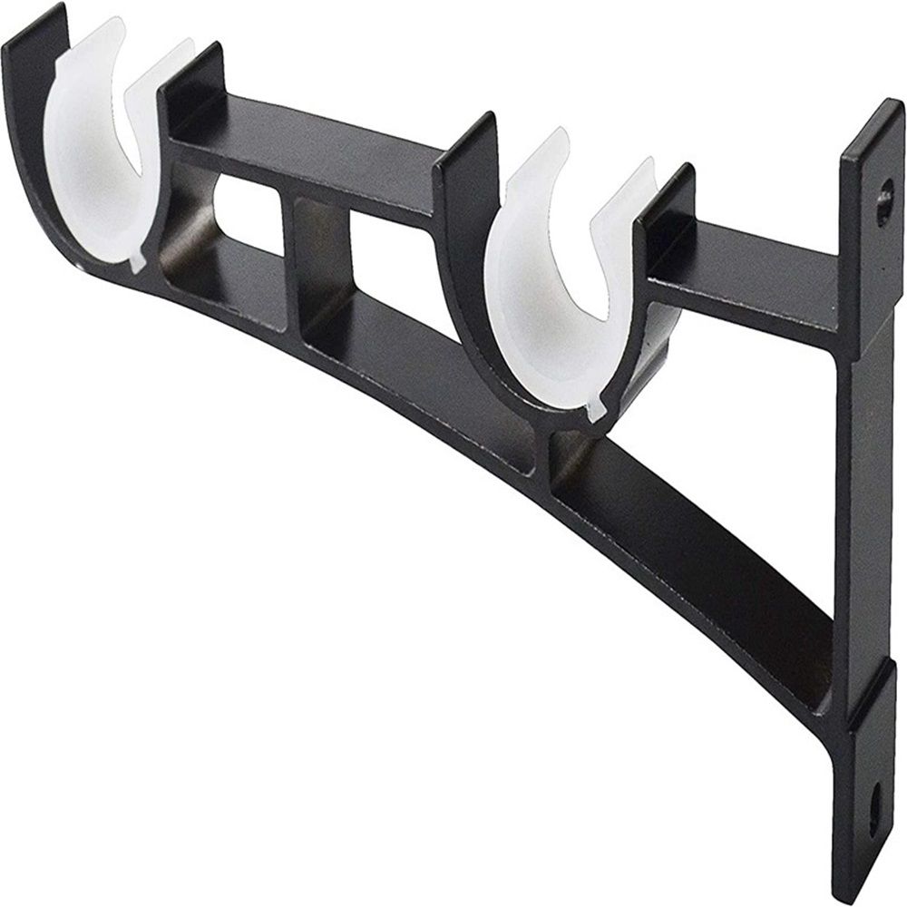 Set of 4 Curtain Rod Bracket, Double Curtain Rod Holders Heavy Duty Curtain Rod Hooks for Wall Black Drapery Rod Brackets for 1 Inch Rods