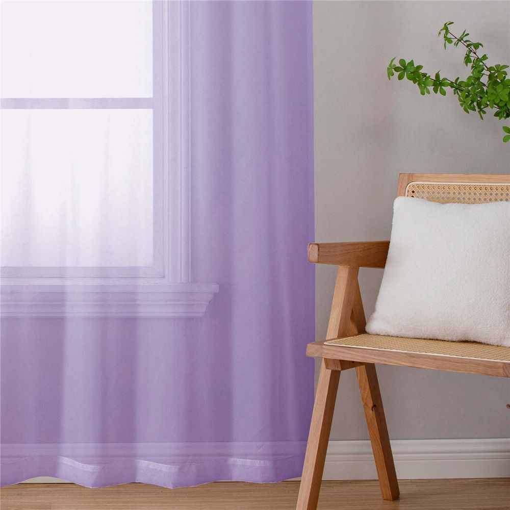 2 set Lavender Sheer Curtains 96 Inches Long, Light Filtering Light Purple Rod Pocket Solid Color Window Sheer Curtain Panels, Elegant Curtains & Drapes for Living Room, 42" W
