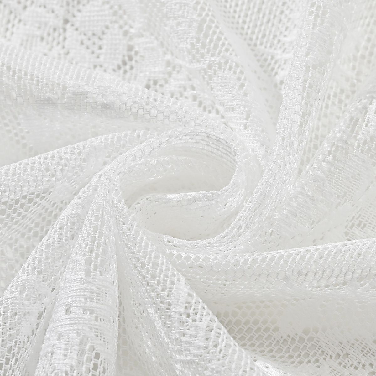 Vintage Lace Kitchen Curtains  2 Panels, Romantic Semi Sheer Floral Over Sink Lacy Cafe Curtain, Elegant Window Short Small Drapes, 75*60cm, Pure White