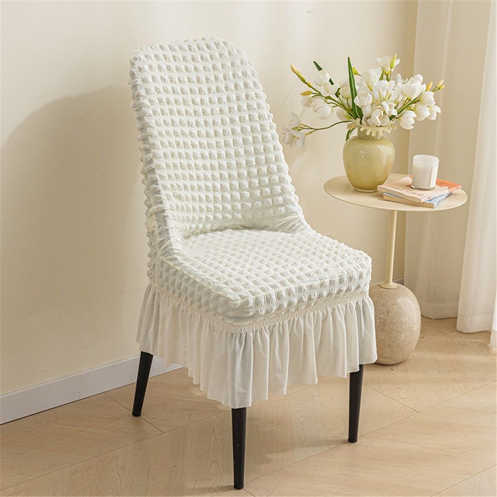 High Stretch Chair Covers for Dining Chairs Covers Set of 2 Removable Dining Room Chair Slipcovers with Skirt  Dorm Chair Covers Protector for Kitchen Wedding Party Banquet(White)
