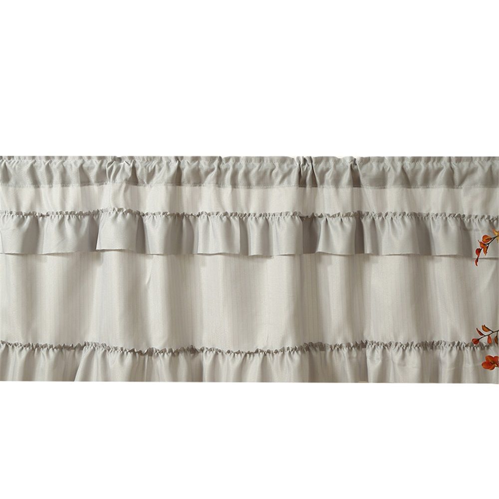 Phantom yarn ruffle edge finished product decoration short curtain half curtain cabinet American countryside shading curtain fabric coffee curtain  45 * 100 gray
