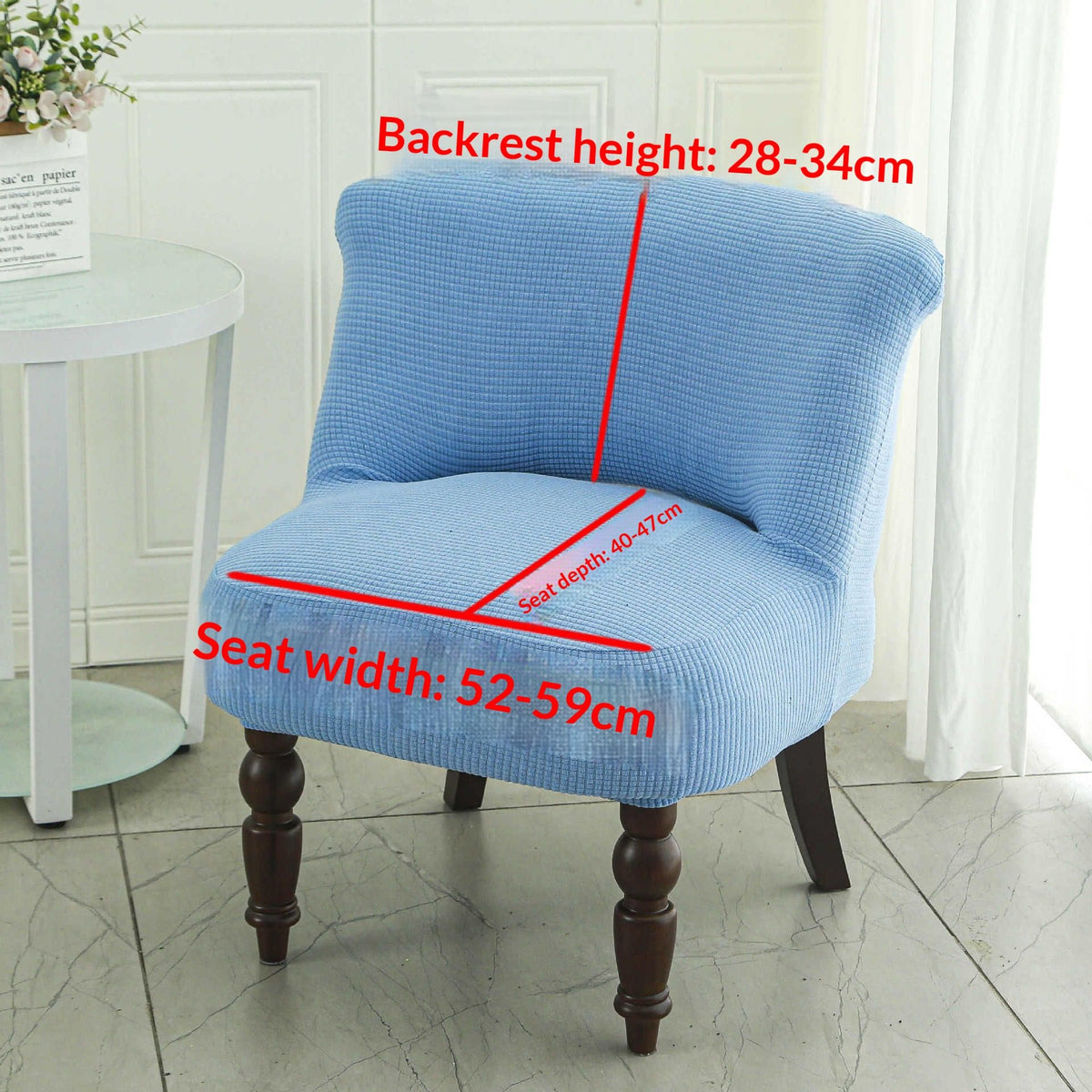 Armless Accent Chair Cover Knitted Stretch  Chair Couch Removable Washable Furniture Protector Covers for Living Room Bedroom Hotel (Sky Blue)