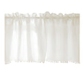 White Boho Tassel Valance for Cafe Kitchen Decor, Bohemian Farmhouse polyester Linen Short Curtains Country Window Treatments Tier Panel, 150*40cm