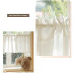 White Boho Tassel Valance for Cafe Kitchen Decor, Bohemian Farmhouse polyester Linen Short Curtains Country Window Treatments Tier Panel, 150*40cm