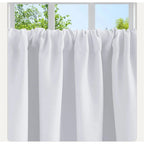 Short 35.8 Inches Blackout Curtain 2 Panels Set, Half Window Rod Pocket Privacy Curtain Tiers for Kitchen, Curtains Blackout for Bathroom Shades, W41.7 x L35.8 Inch（Only curtains）