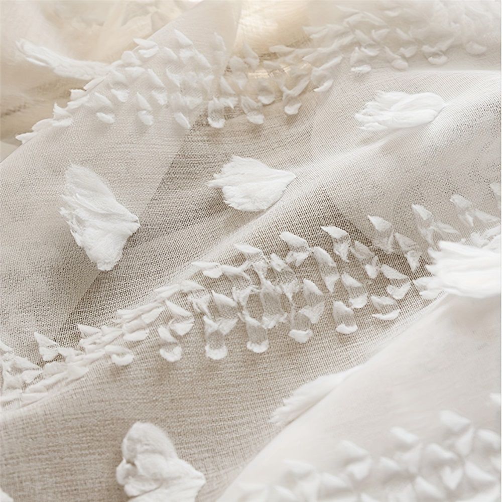 2 Panels White Sheer Curtains Spring Decor 82.6 Inch Length for Living Room, Boho Lightweight Nursery Curtains , Cute Light Filtering Privacy Rod Pocket Drapes for Bedroom（Only curtains）