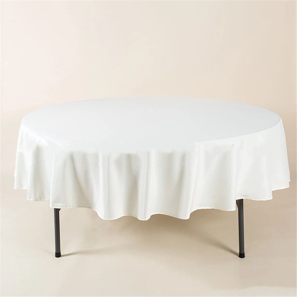 Round Tablecloth - 72 Inch Ivory Round Table Cloth for 24 to 48 Inch Round Tables - Heavy Duty Washable Fabric - for Buffet Table, Holiday Party, Dinner, Wedding & Baby Shower