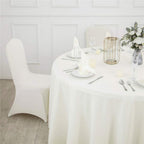 Round Tablecloth - 72 Inch Ivory Round Table Cloth for 24 to 48 Inch Round Tables - Heavy Duty Washable Fabric - for Buffet Table, Holiday Party, Dinner, Wedding & Baby Shower