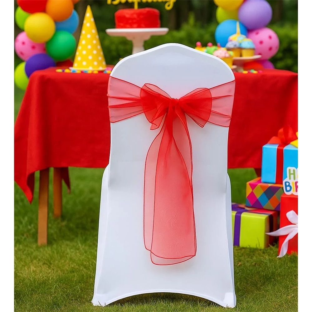 Pack of 15 PCS Chair Sashes Wider Dining Chair Bows Ribbon Tie Back for Wedding Party Birthday Bridal Shower Reception Event Banquet Home Chair Cover Decoration - big red