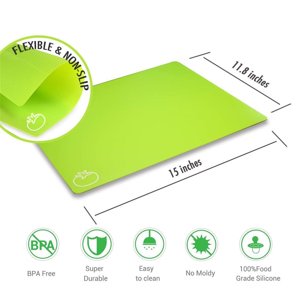 Cutting Board Mats Flexible Plastic Colored Mats with Food Icons,Non-Porous, Anti-skid back and Dishwasher Safe, Set of 6 Rainbow - 6 Pieces