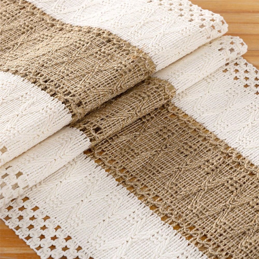 Farmhouse Style Cotton Linen Rustic Woven Table Runner with Tassels for Dining, Wedding, Bridal Shower, Bohemian (12x94 inch,Only tablecloth)
