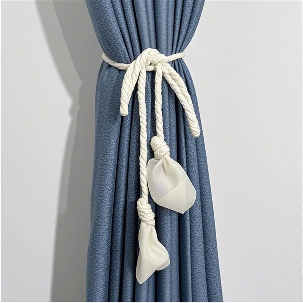 2 pack Curtain Tiebacks Farmhouse Holdbacks for Drapes, Boho Tie Backs for Curtains, Natural Cute Home Decor Drapery Holder for Kids Nursery