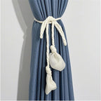 2 pack Curtain Tiebacks Farmhouse Holdbacks for Drapes, Boho Tie Backs for Curtains, Natural Cute Home Decor Drapery Holder for Kids Nursery