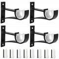 4 pack Curtain Rod Brackets, Black Curtain Rods Holders Hook Hangers for Wall Drapery Rod Bracket (black)