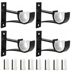4 pack Curtain Rod Brackets, Black Curtain Rods Holders Hook Hangers for Wall Drapery Rod Bracket (black)