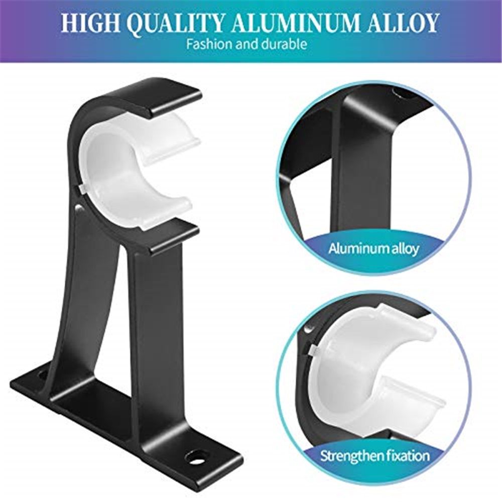 4 pack Curtain Rod Brackets, Black Curtain Rods Holders Hook Hangers for Wall Drapery Rod Bracket (black)