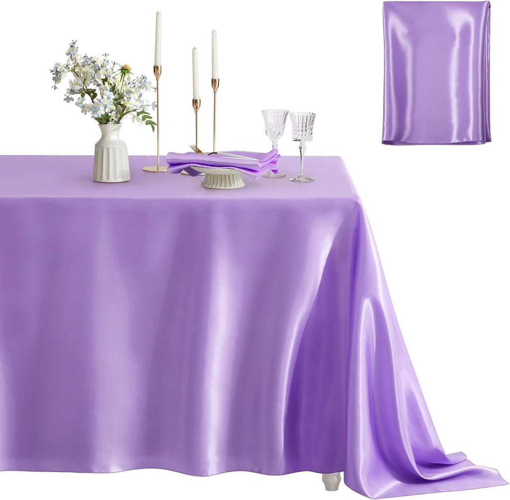 Rectangular Satin Tablecloth - , Rectangle Shiny Satin Table Linens for Rectangular TablesParty Christmas Birthday Hotel Wedding Decoration Restaurant（152*213cm/60*84inch Purple）