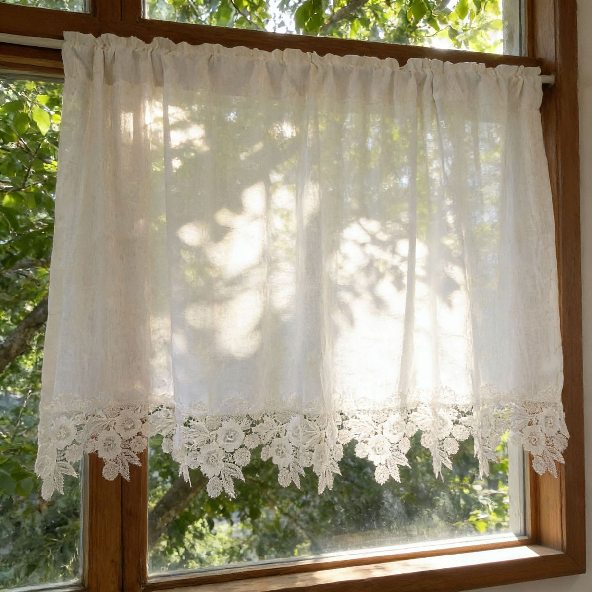 Boho Kitchen Valances for Windows, Beige Linen Valance Curtains for Living Room/Bedroom,  Country Fabric Topper Window Curtain with Tassel,73*100cm hemp color