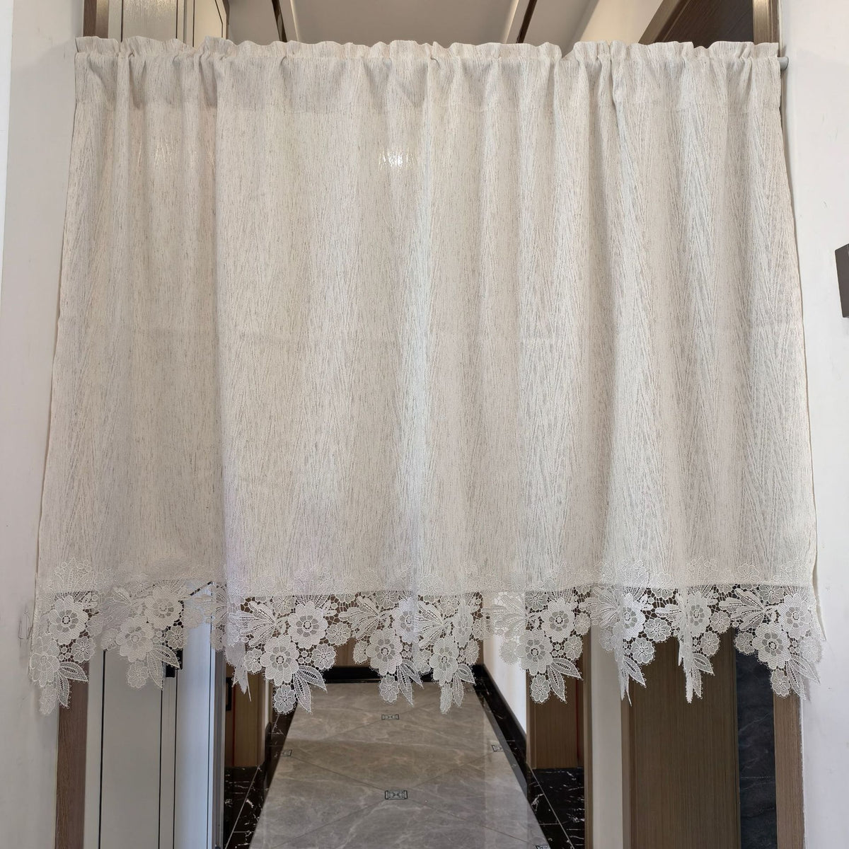 Boho Kitchen Valances for Windows, Beige Linen Valance Curtains for Living Room/Bedroom,  Country Fabric Topper Window Curtain with Tassel,73*100cm hemp color