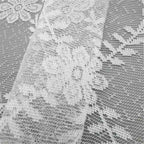 Small fresh white flower short curtain kitchen living room lace polyester mesh semi curtain non perforated curtain decoration (White 60X140cm)
