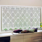 Small fresh white flower short curtain kitchen living room lace polyester mesh semi curtain non perforated curtain decoration (White 60X140cm)