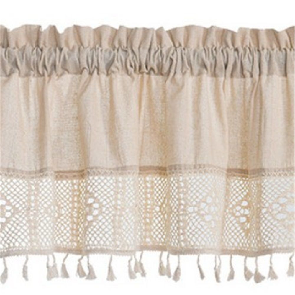 Linen Valances for Windows,Boho Tassel Kitchen Valances for Windows,Country Rustic Window Treatments Tier Curtain for Bathroom Bedroom Decors Farmhouse ,74*61cm