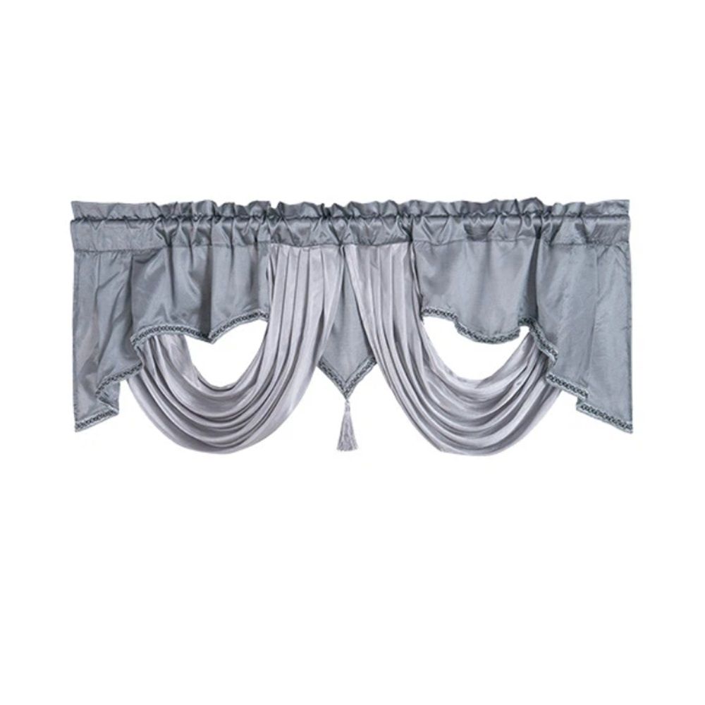 Wave curtain head curtain 140 * 45cm. Made of polyester fabric with soft satin trim. Add some luxurious atmosphere to your home.（grey）