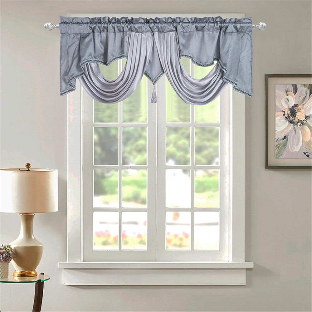 Wave curtain head curtain 140 * 45cm. Made of polyester fabric with soft satin trim. Add some luxurious atmosphere to your home.（grey）