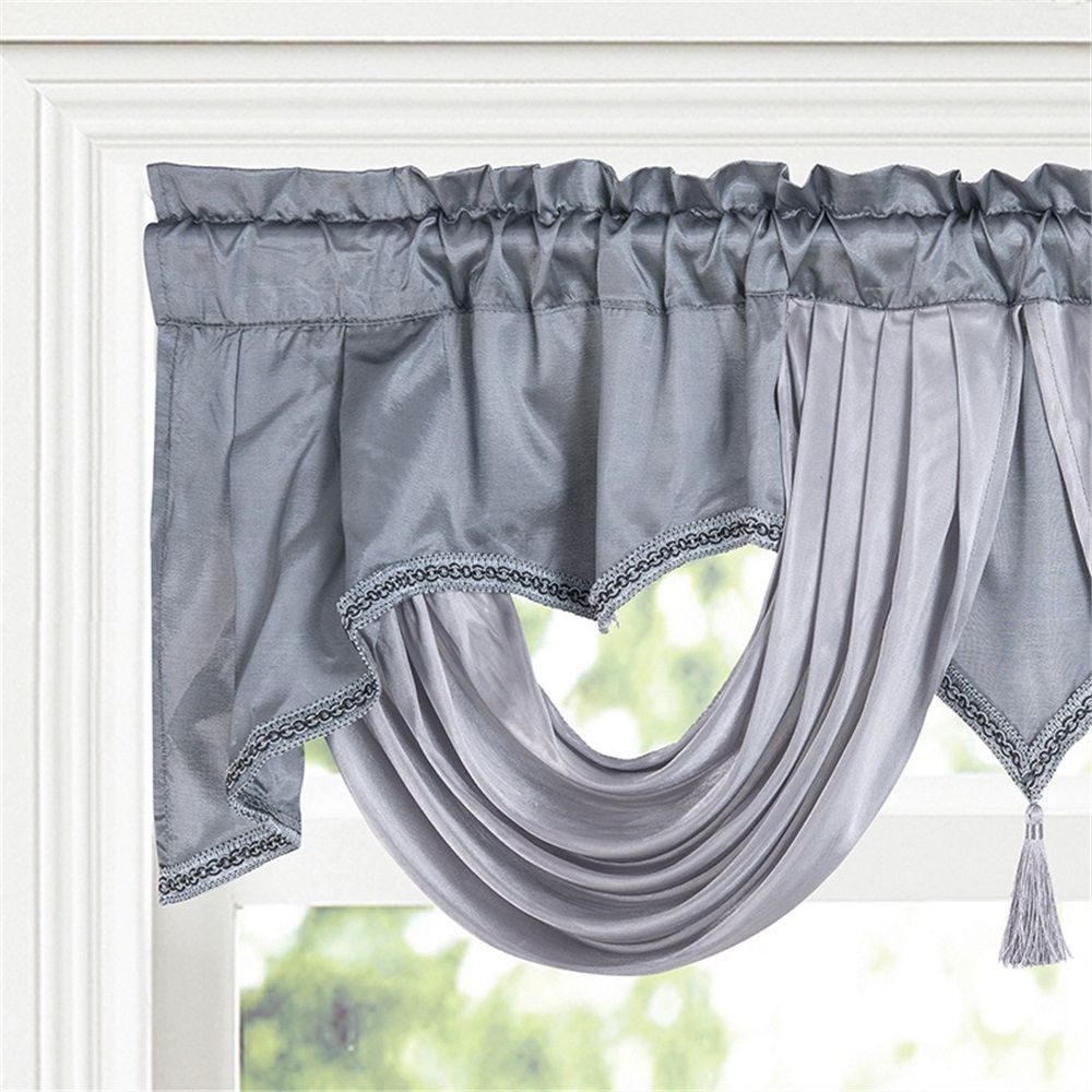 Wave curtain head curtain 140 * 45cm. Made of polyester fabric with soft satin trim. Add some luxurious atmosphere to your home.（grey）