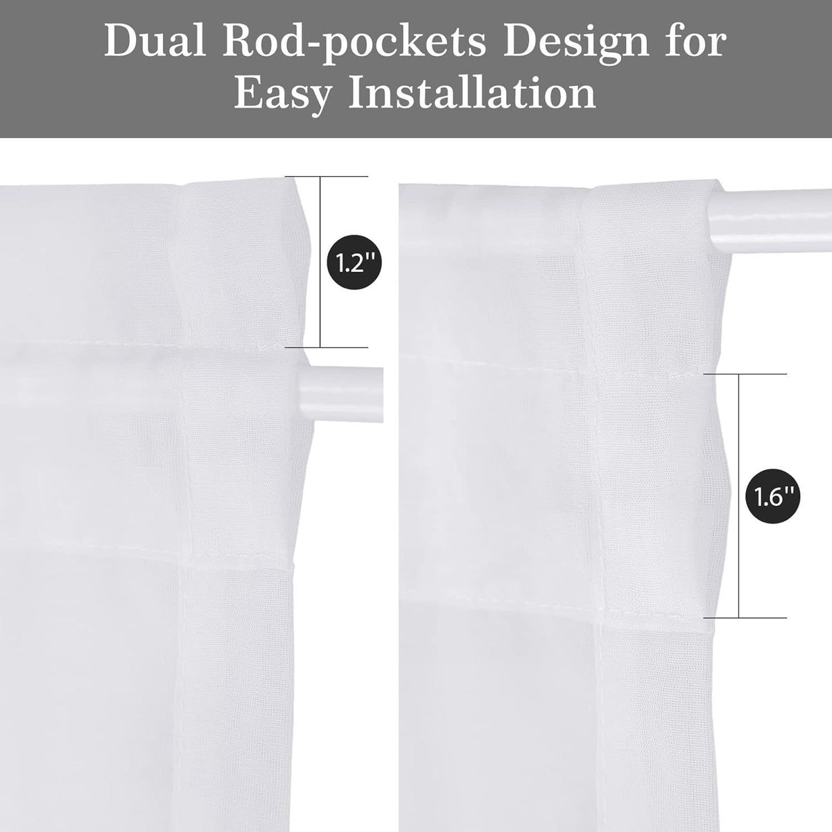 Pair of Sheer White French Door Curtains in 137*102cm Size. Our Sidelight Front Door Drapes Come with 2 Matching Tie-Backs.