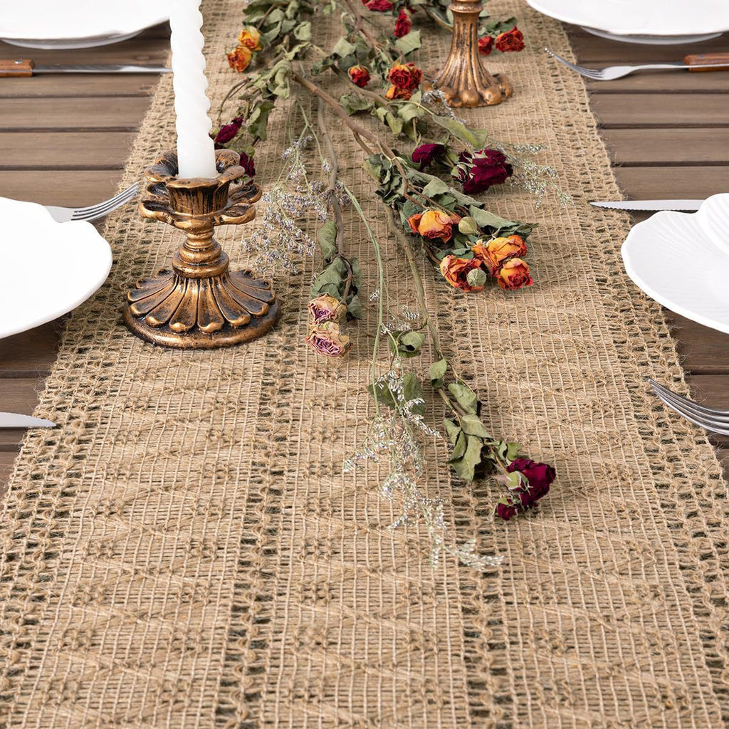 Farmhouse Rustic Jute  Woven Dining Table Runner for Bedroom Dresser Kitchen Home Decor(Brown, 30*91cm)