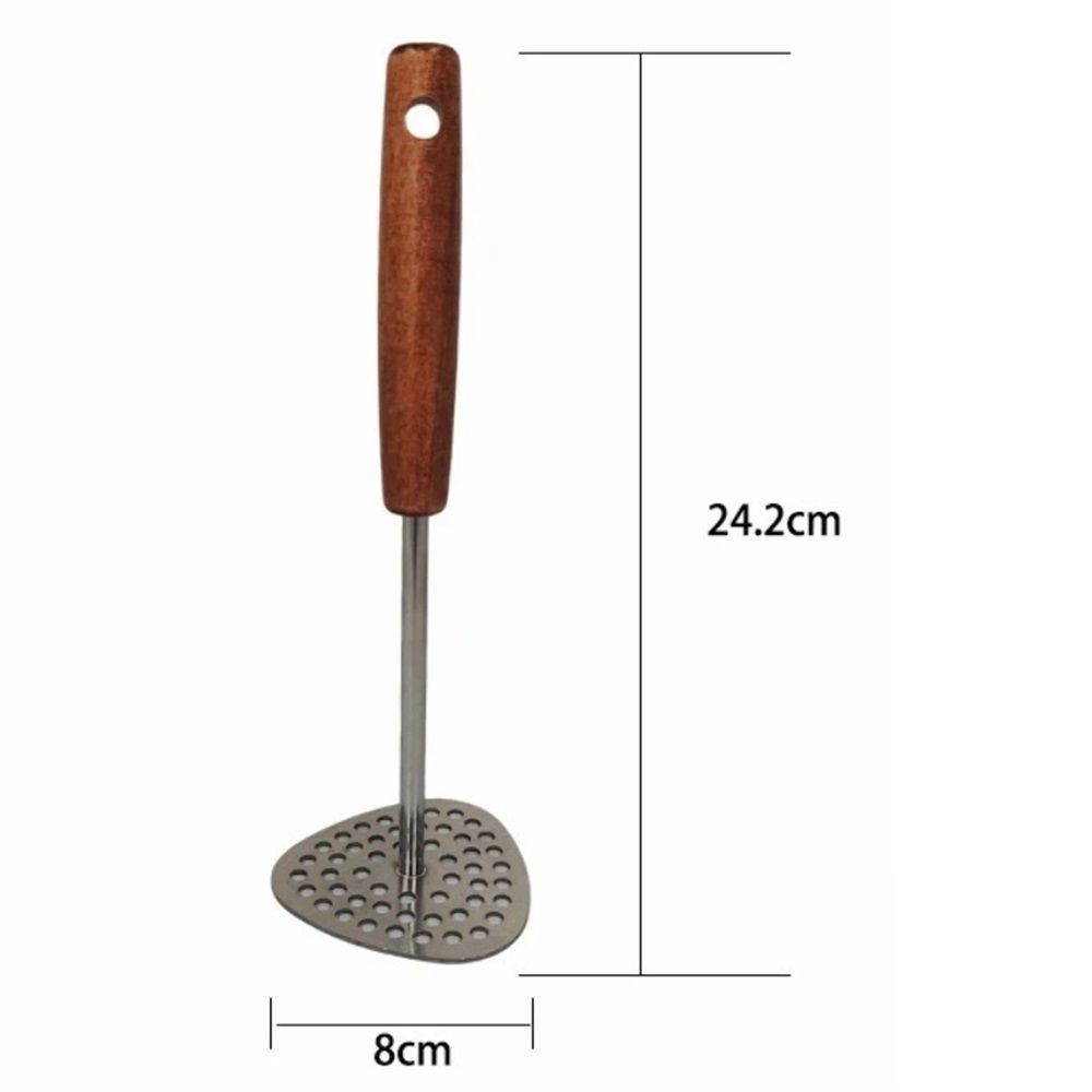 304 Stainless Steel Potato Masher, Heavy Duty Masher with Ergonomic Wood Handle, for Smooth Mashed Potatoes, Baby Food