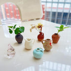 8PCS Cute Mini Ceramic Vase Magnets for Fridge, Mini Bud Vases Magnetic, Tiny 3D Plant Vase for Refrigerator Decoration Kitchen Locker Kitchen Office