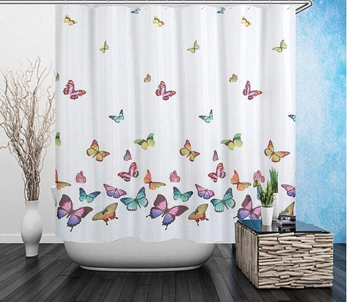 Shower Curtain Set Colorful Butterfly in Spring Waterproof Fabric Bathroom Curtains Home Bath 12 Hooks 72 X 72 Inches (Butterfly)