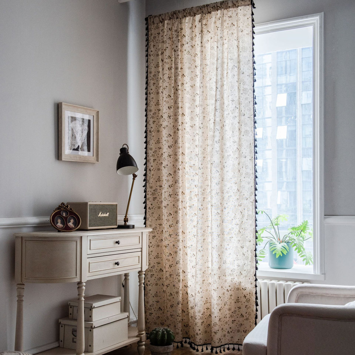 Floral Curtains for Bedroom Living Room Farmhouse Vintage Dandelion Bohemian Semi Blackout Rustic Cotton Linen