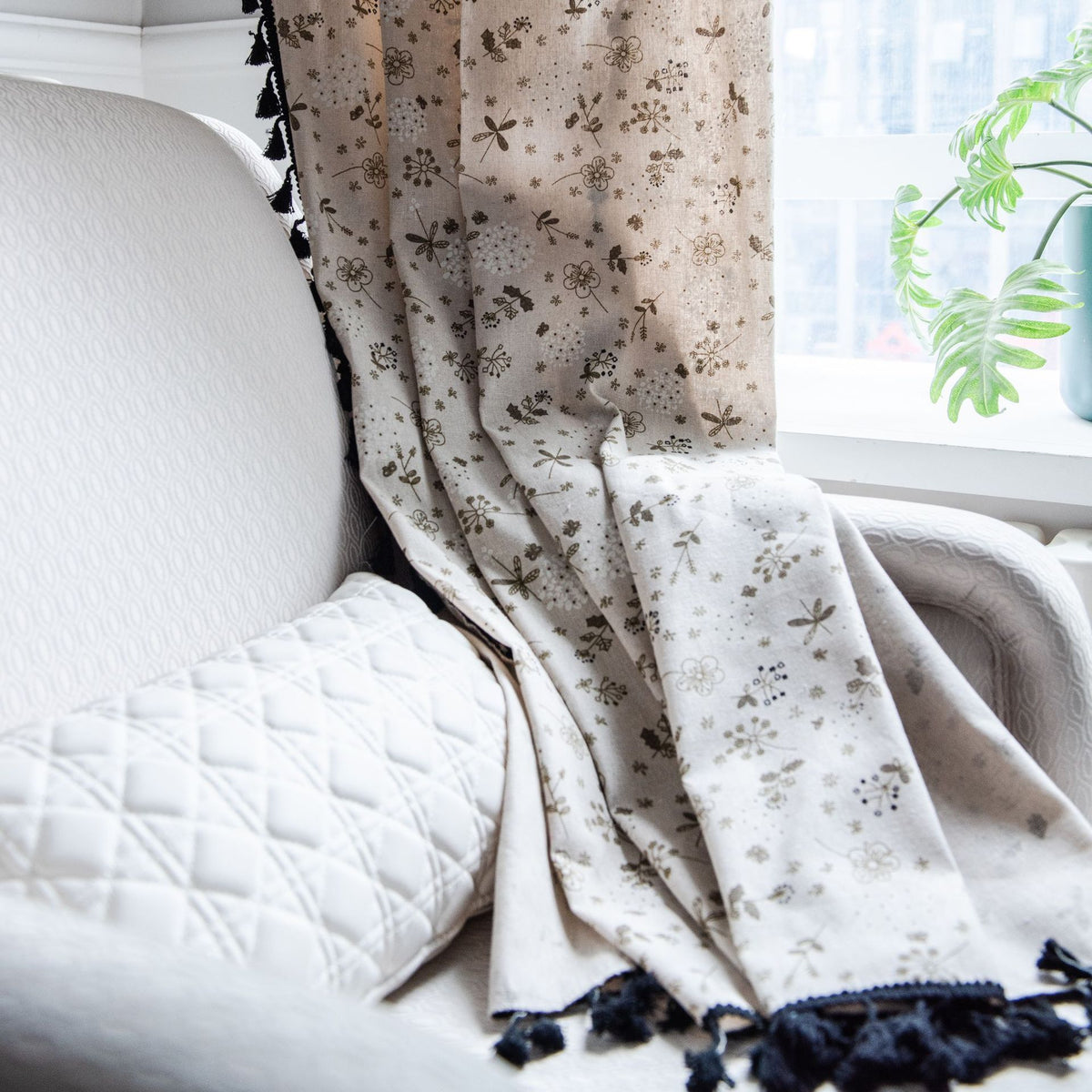 Floral Curtains for Bedroom Living Room Farmhouse Vintage Dandelion Bohemian Semi Blackout Rustic Cotton Linen