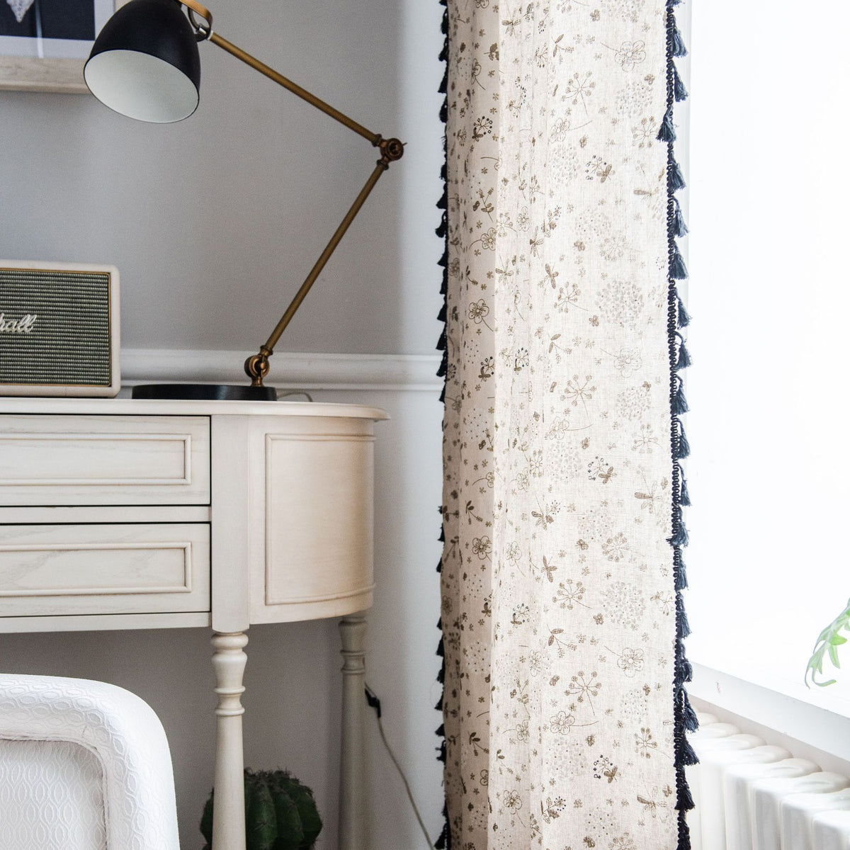 Floral Curtains for Bedroom Living Room Farmhouse Vintage Dandelion Bohemian Semi Blackout Rustic Cotton Linen