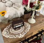 1 PACK Retro French Style Lace Placemats Fashionable Embroidered Cup Mat vase mat 12”x16”Meal mats and coasters (Beige)