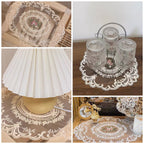 1 PACK Retro French Style Lace Placemats Fashionable Embroidered Cup Mat vase mat 12”x16”Meal mats and coasters (Beige)