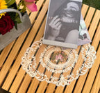 1 PACK Retro French Style Lace Placemats Fashionable Embroidered Cup Mat vase mat 12”x16”Meal mats and coasters (Beige)