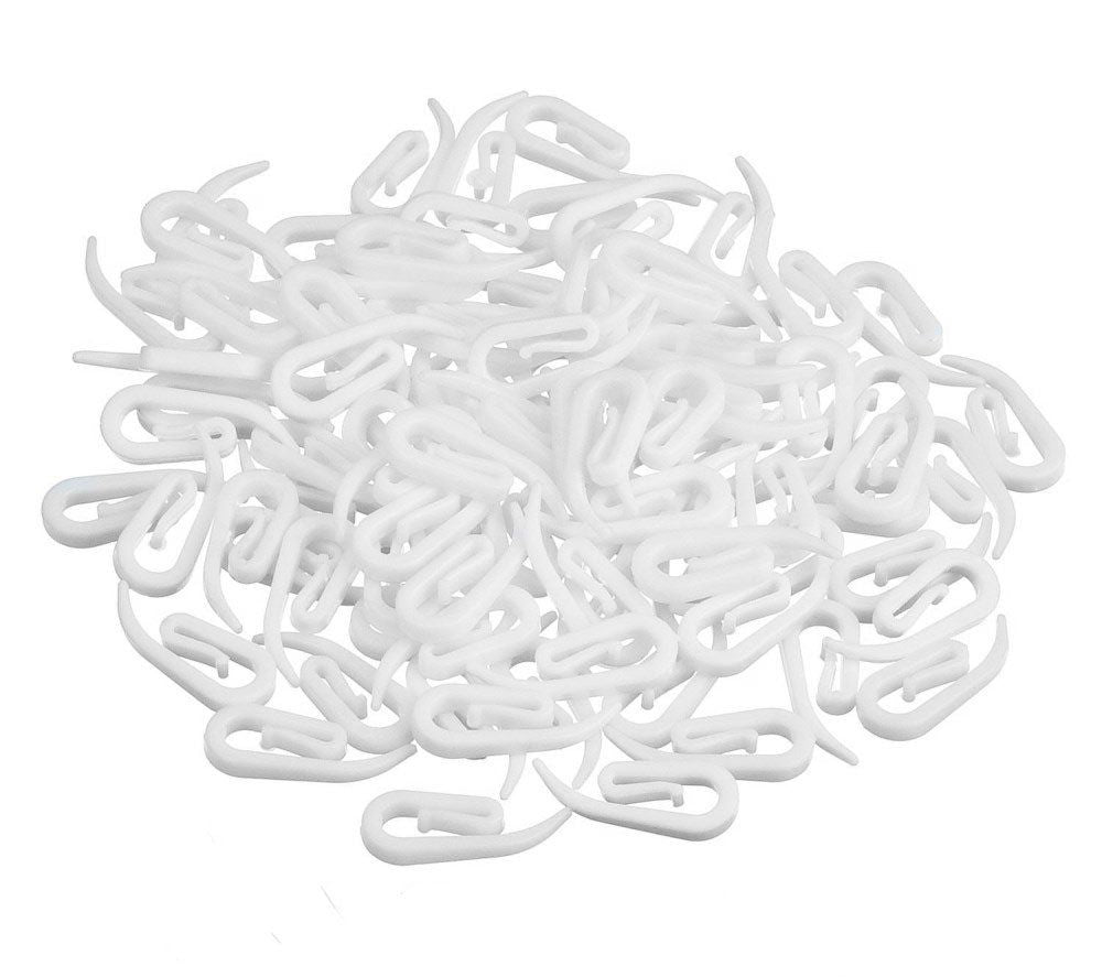 200pcs White Plastic Curtain Hooks for Window Curtain, Door Curtain and Shower Curtain shape plastic curtain hooks
