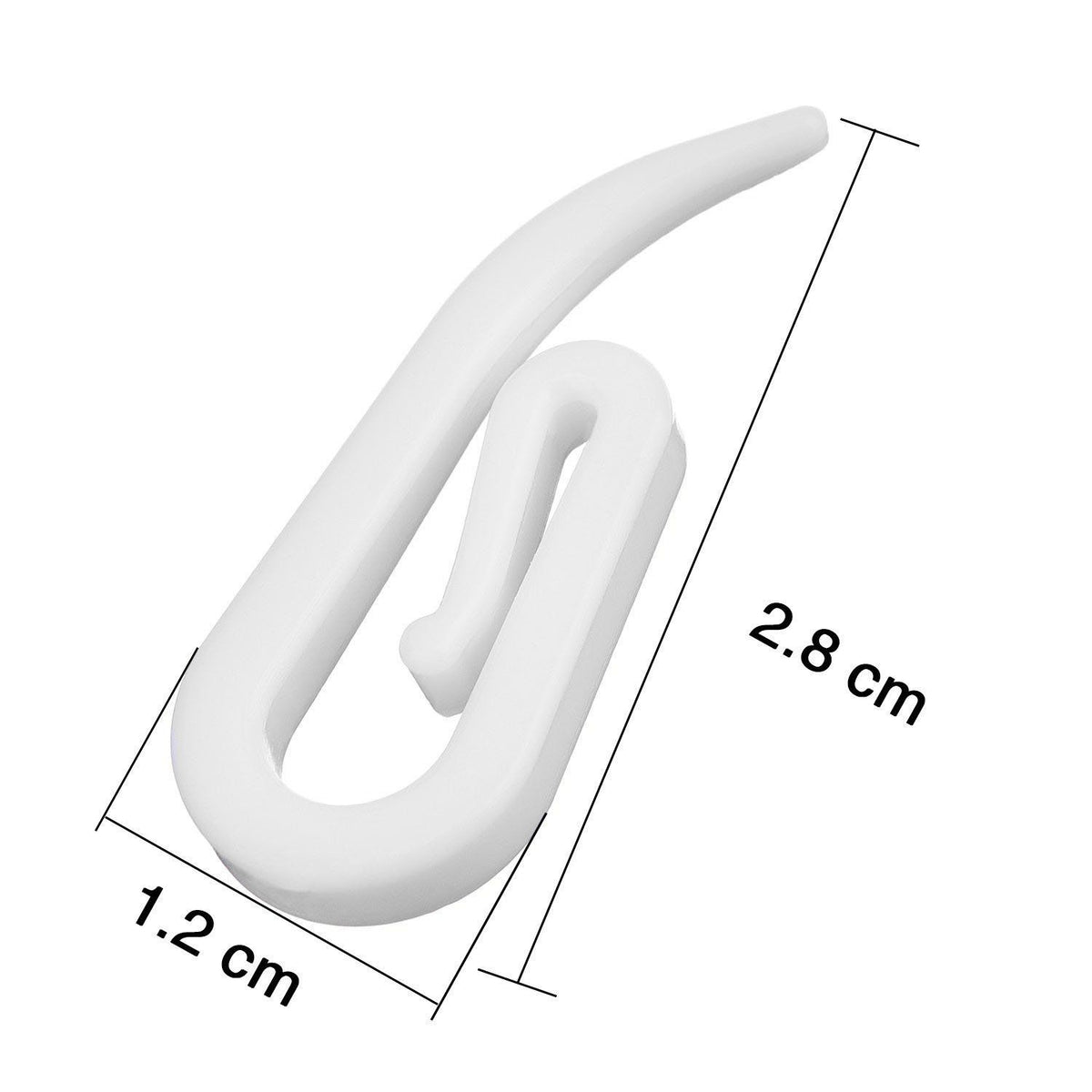 200pcs White Plastic Curtain Hooks for Window Curtain, Door Curtain and Shower Curtain shape plastic curtain hooks