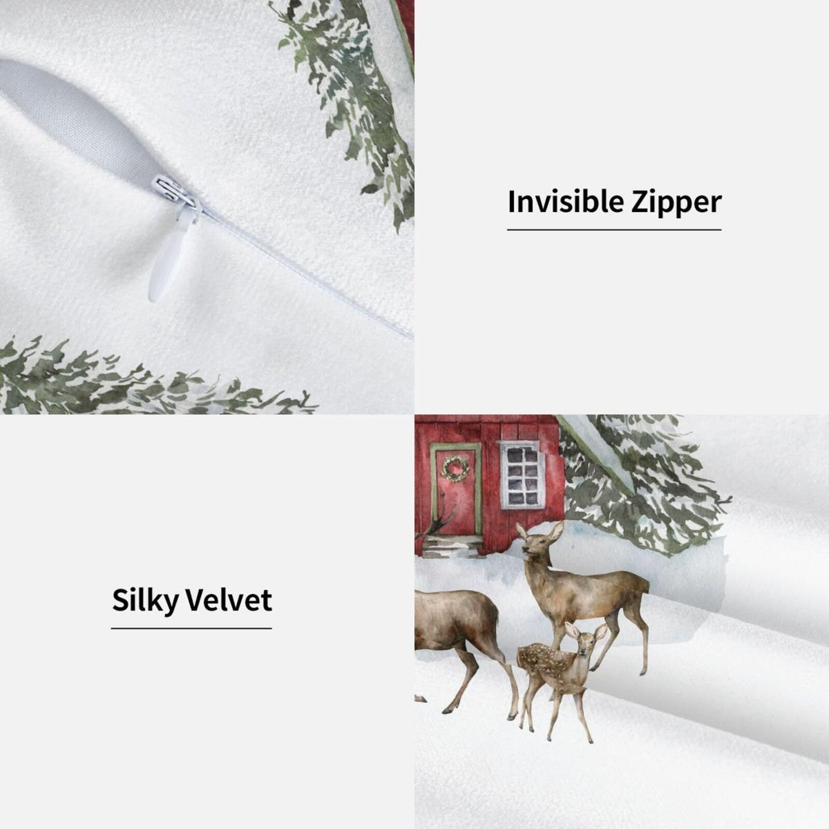 Christmas Tree Deer Farm Barn Pillow Covers 18"x18" Set of 2 Decorative Throw Pillow Covers Soft Pillow Protector Modern Home Decor