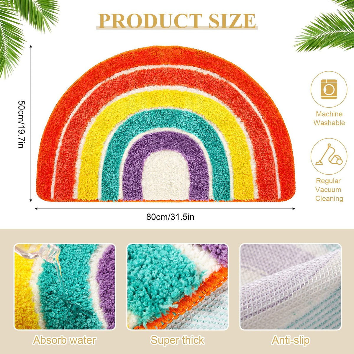 Rainbow Bath Mat Colorful Flocking Rainbow Bathroom Rugs Microfiber Absorbent Non Slip Rainbow Rug Bath Room Front Door Machine
