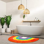 Rainbow Bath Mat Colorful Flocking Rainbow Bathroom Rugs Microfiber Absorbent Non Slip Rainbow Rug Bath Room Front Door Machine
