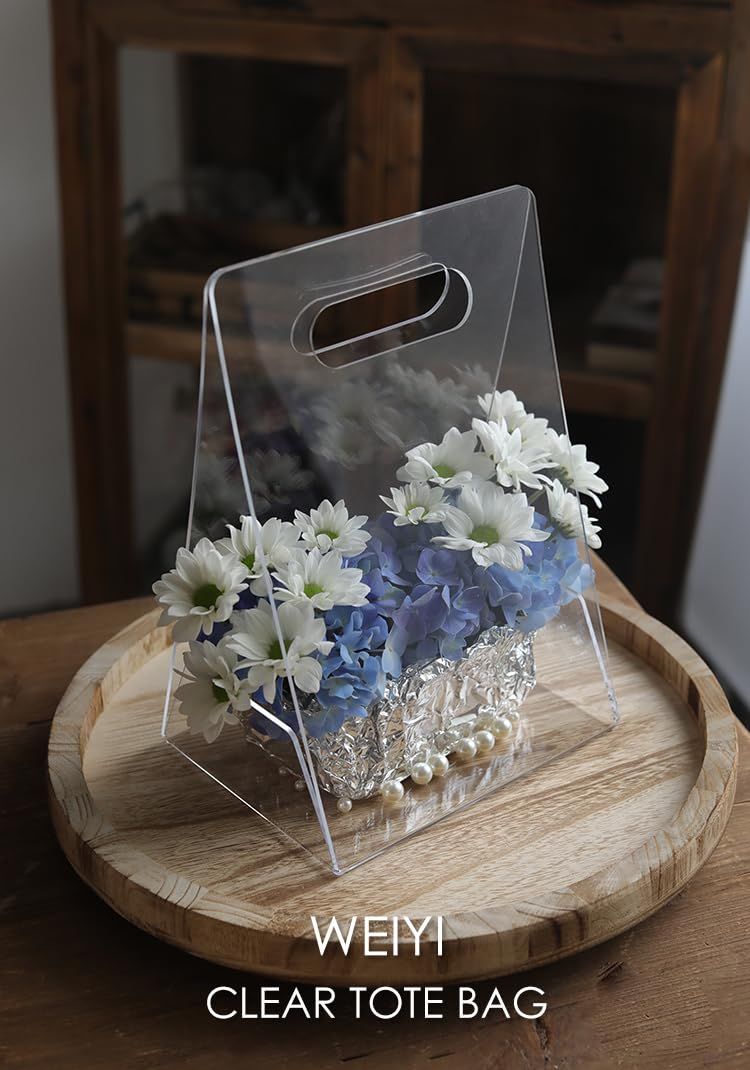 Acrylic Hand-held Vase,High-end Transparent Flower Box,Portable Flower Basket Floral Arrangement Flower (Acrylic vase)