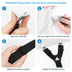 Bed Sheet Straps, 2Pcs Elastic Adjustable Bed Sheet Holder Straps, Fitted Sheet Straps to Hold Sheets in Place (Black)