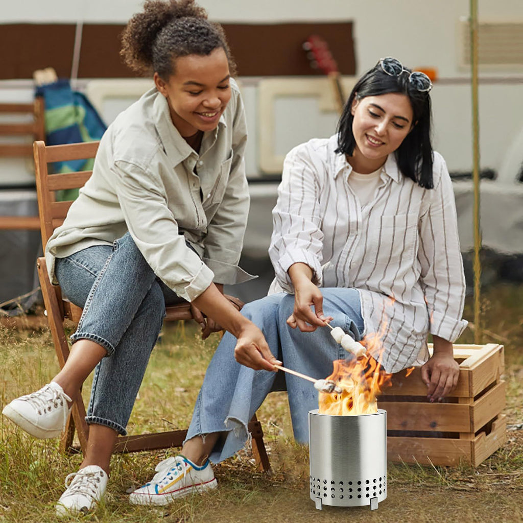 Stainless Steel Fire Pit Mini Bonfire Pit Iron Camping Stove Table Tabletop Smokeless Fire Pit Outdoor Firepit for Picnic