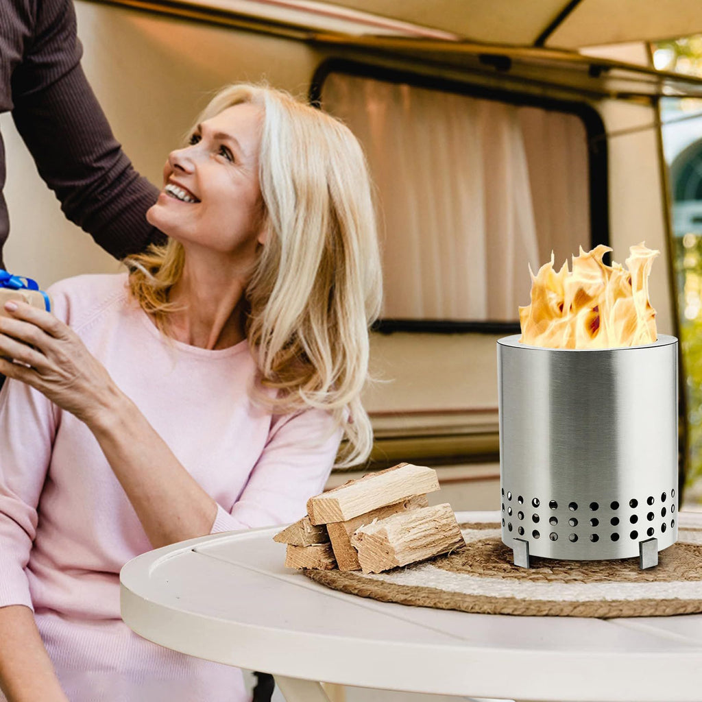 Stainless Steel Fire Pit Mini Bonfire Pit Iron Camping Stove Table Tabletop Smokeless Fire Pit Outdoor Firepit for Picnic